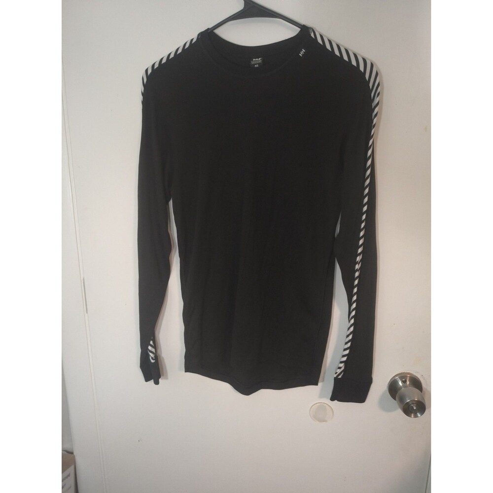 Helly Hansen Stripe Base Layer Shirt Black Performance Long Sleeve Ski M